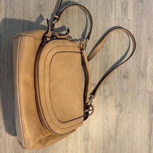 Sole Society Adjustable Straps Faux Leather Crossbody Purse Bag Tan Brown 11x8x3